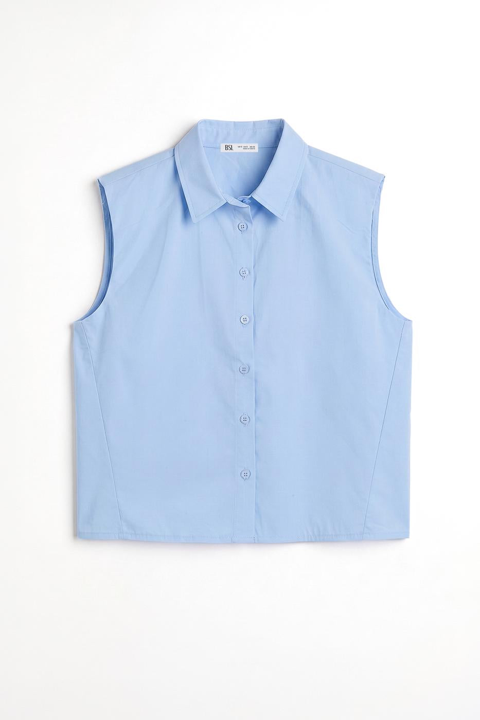 Sleeveless Poplin Shirt Blue
