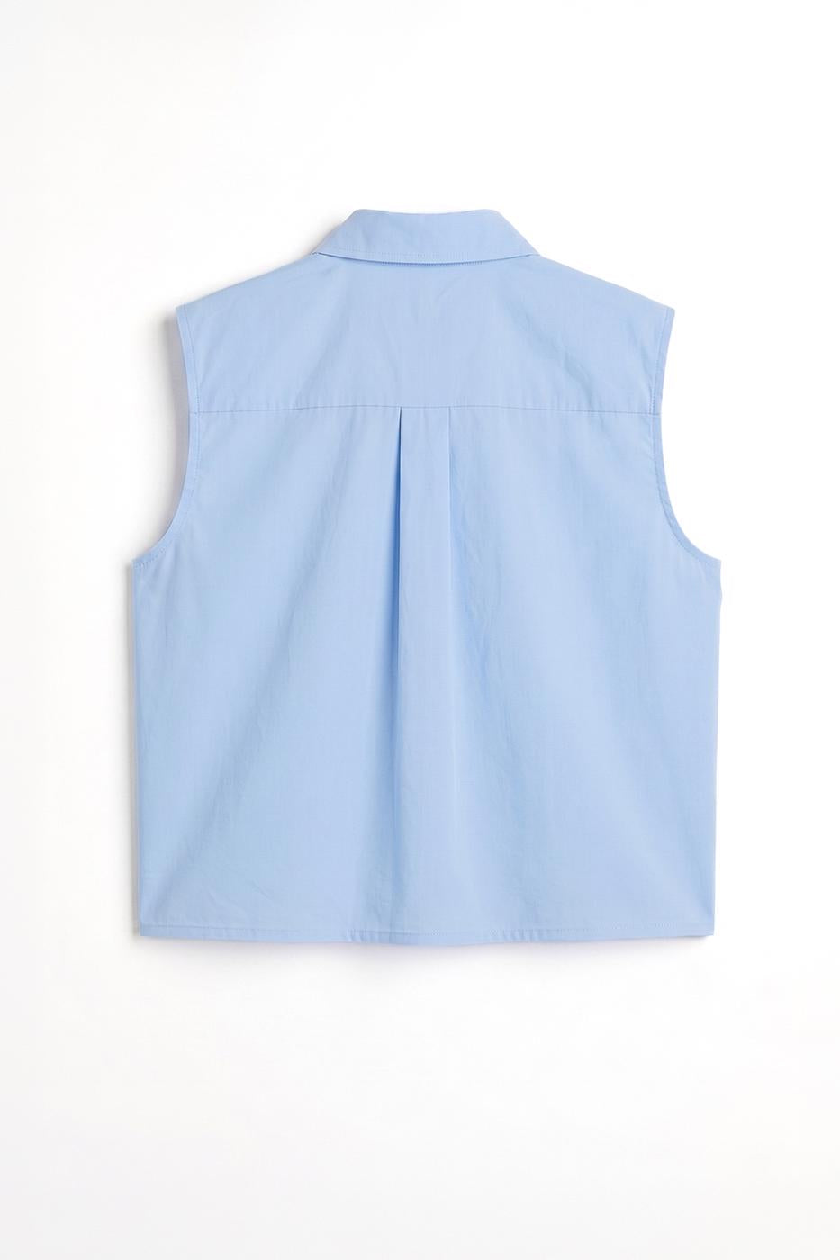Sleeveless Poplin Shirt Blue