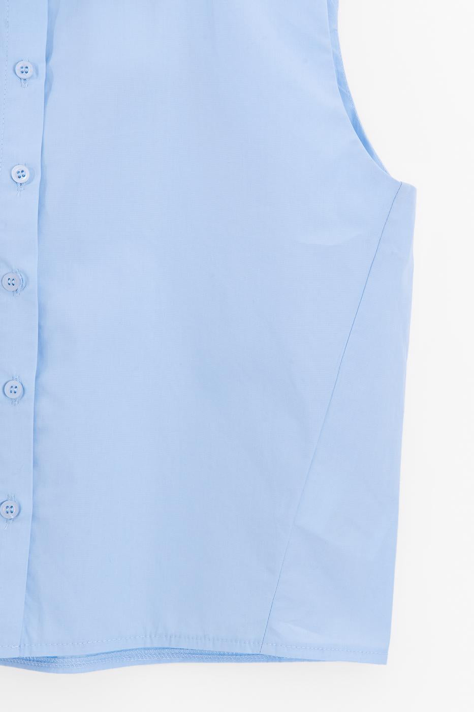 Sleeveless Poplin Shirt Blue