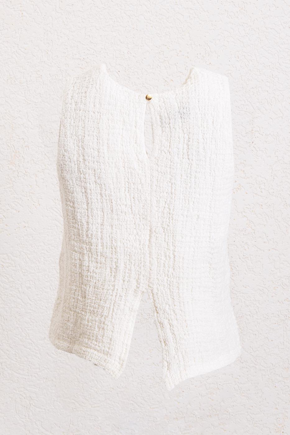 Sleeveless Comfortable Textured Blouse White