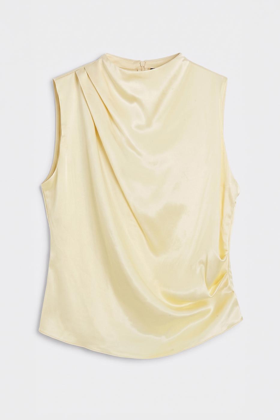 Sleeveless Satin Blouse Yellow