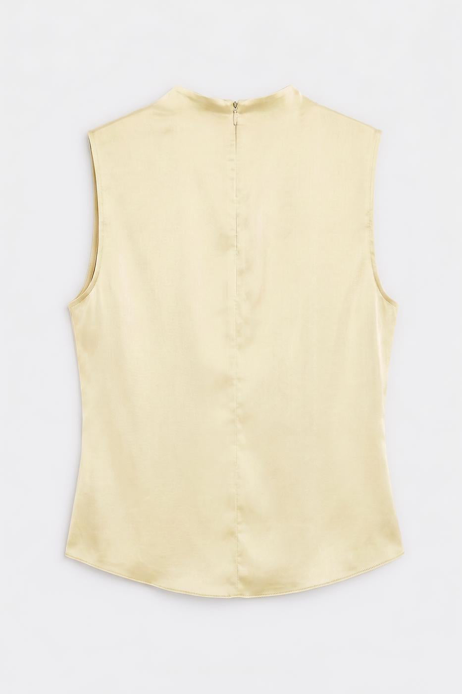 Sleeveless Satin Blouse Yellow