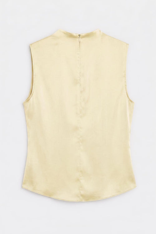 Sleeveless Satin Blouse Yellow