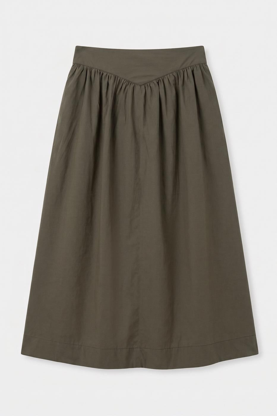 Gathered Midi Skirt with Bodice Khaki