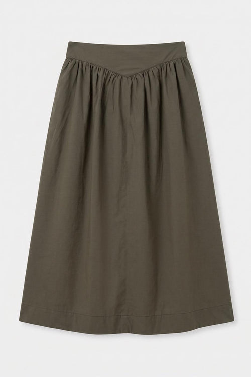 Gathered Midi Skirt with Bodice Khaki