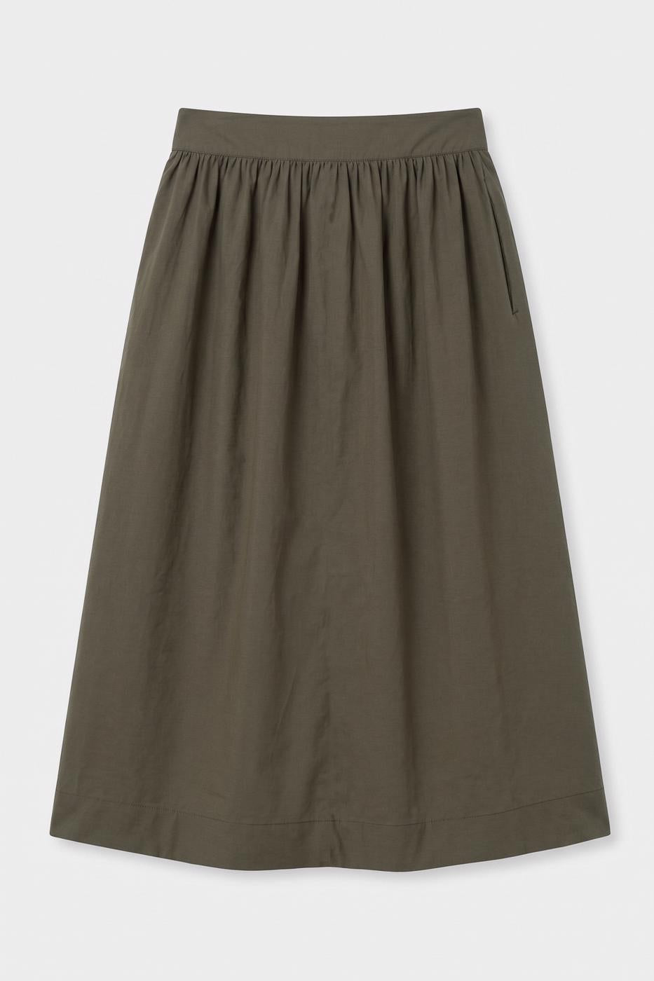 Gathered Midi Skirt with Bodice Khaki