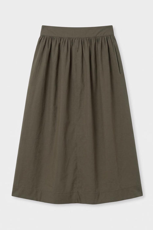 Gathered Midi Skirt with Bodice Khaki
