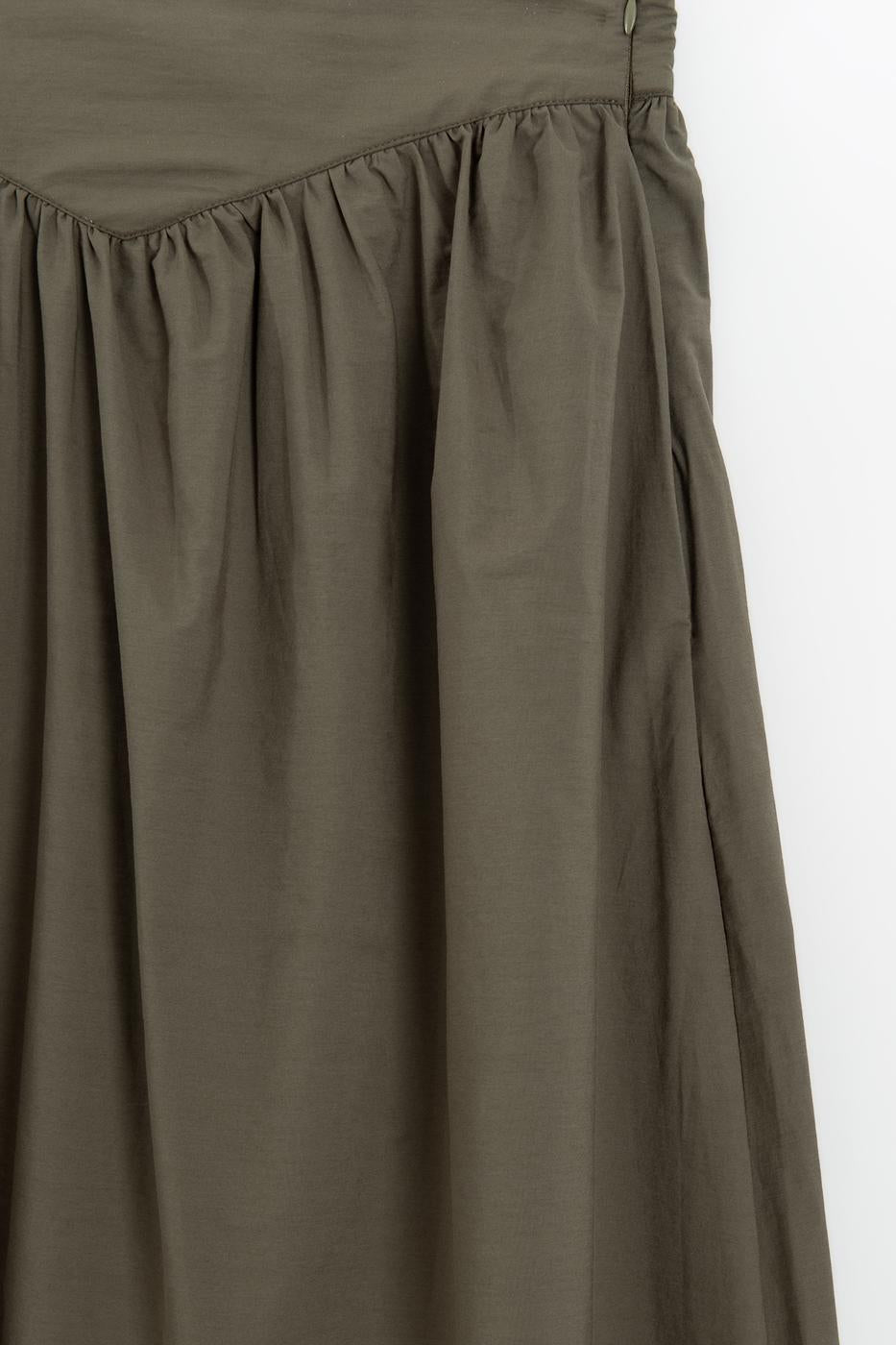 Gathered Midi Skirt with Bodice Khaki