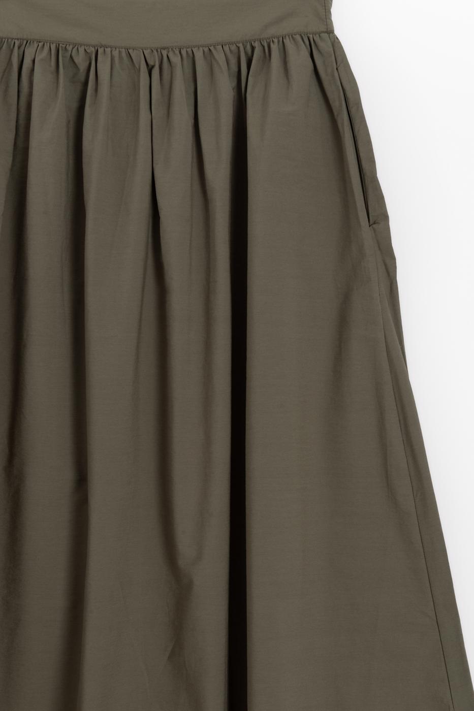 Gathered Midi Skirt with Bodice Khaki