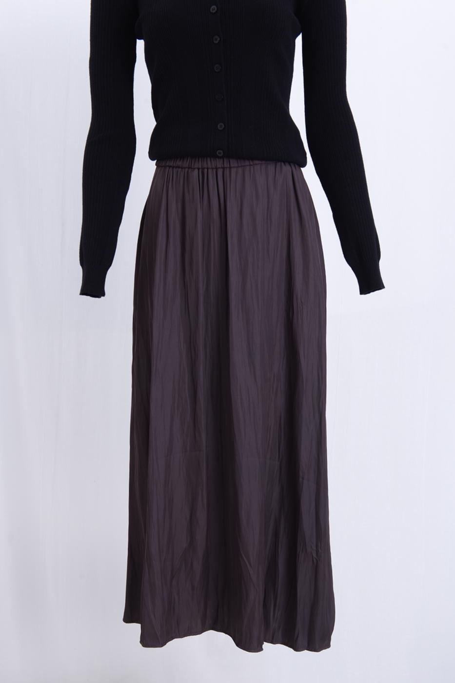Crash Satin Midi Skirt Brown