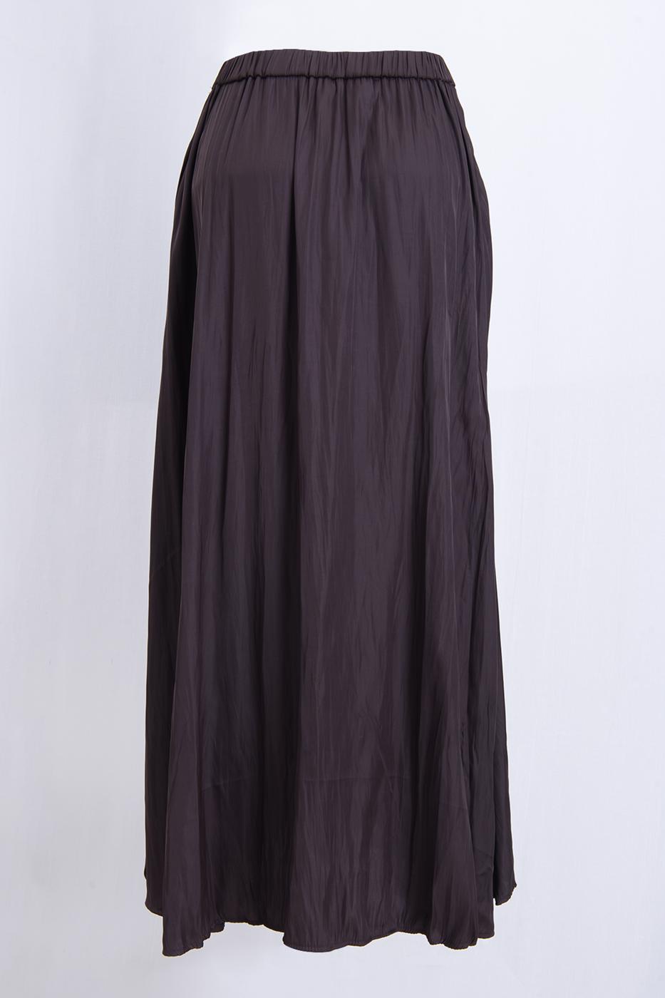 Crash Satin Midi Skirt Brown