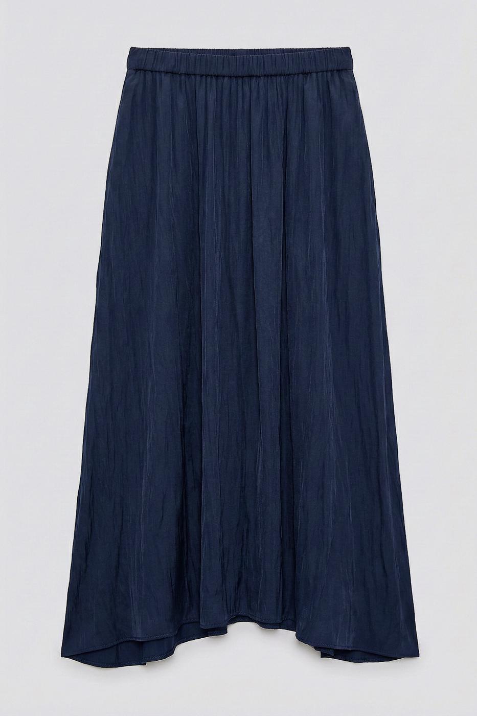 Crash Satin Midi Skirt Navy