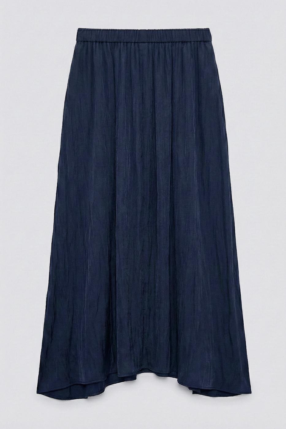 Crash Satin Midi Skirt Navy