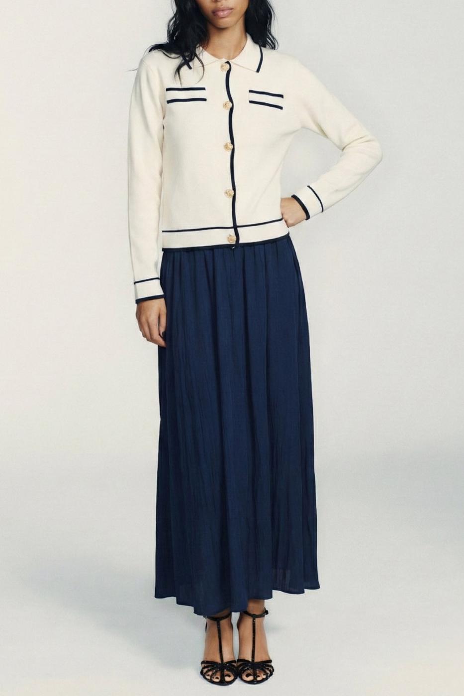 Crash Satin Midi Skirt Navy