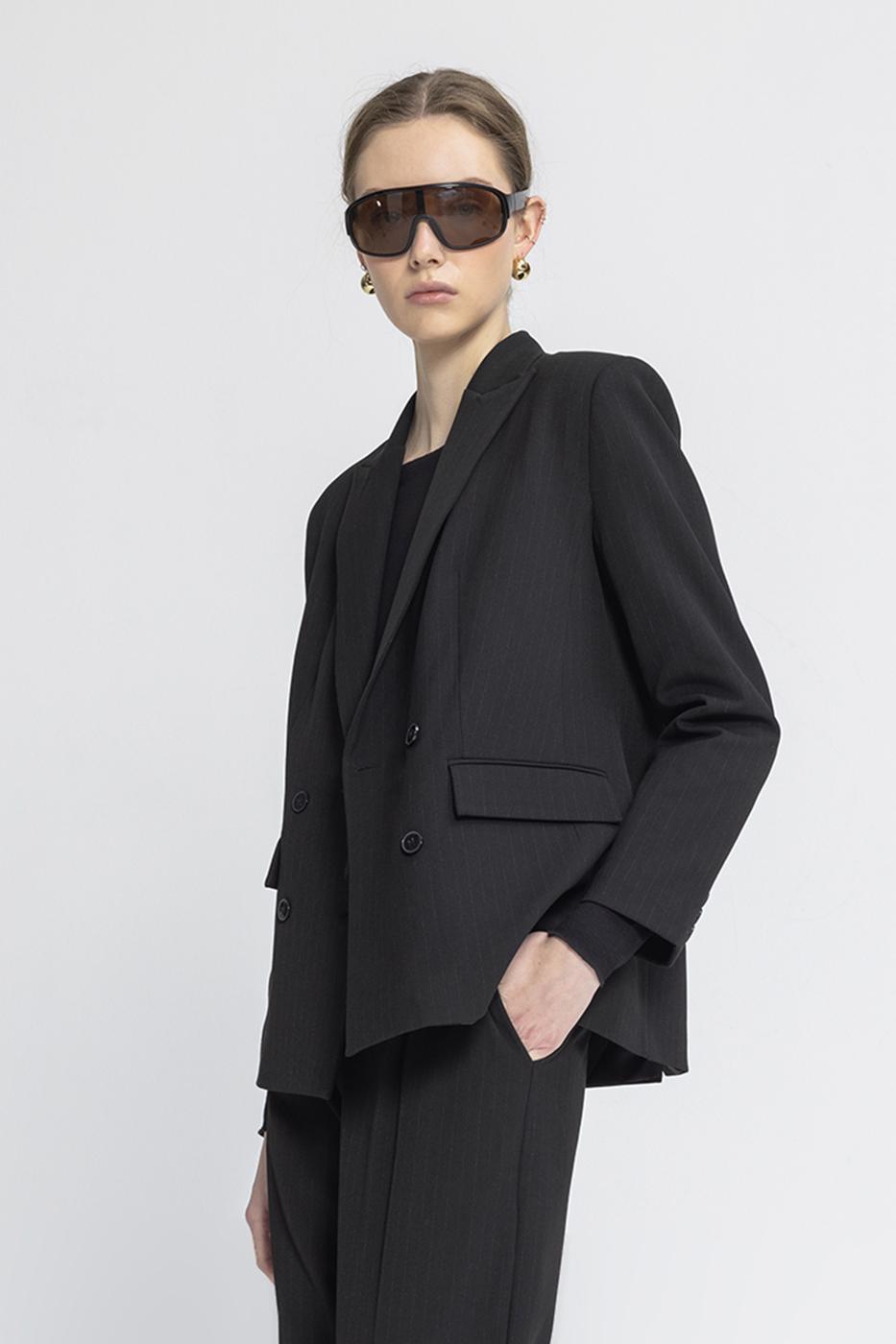 Double Breasted Blazer Jacket Black