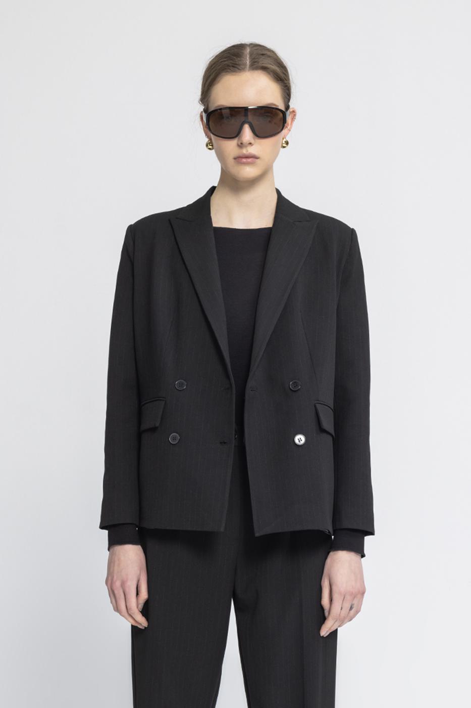 Double Breasted Blazer Jacket Black