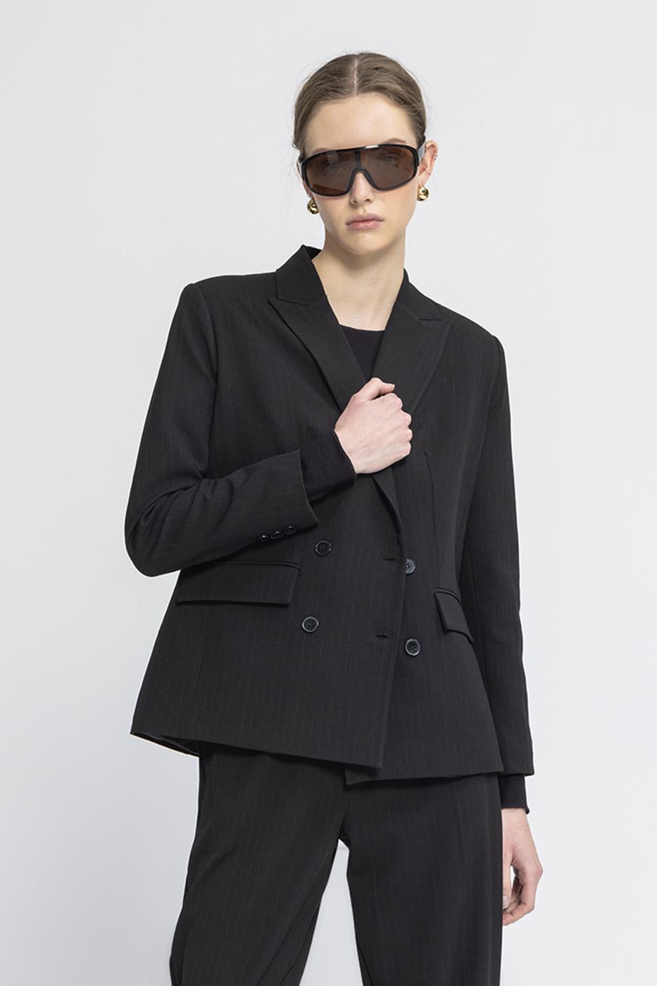 Double Breasted Blazer Jacket Black