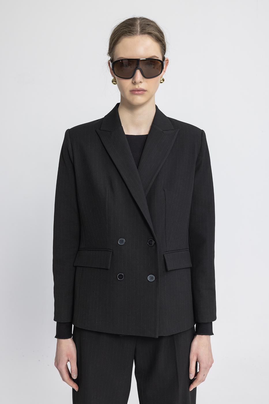 Double Breasted Blazer Jacket Black