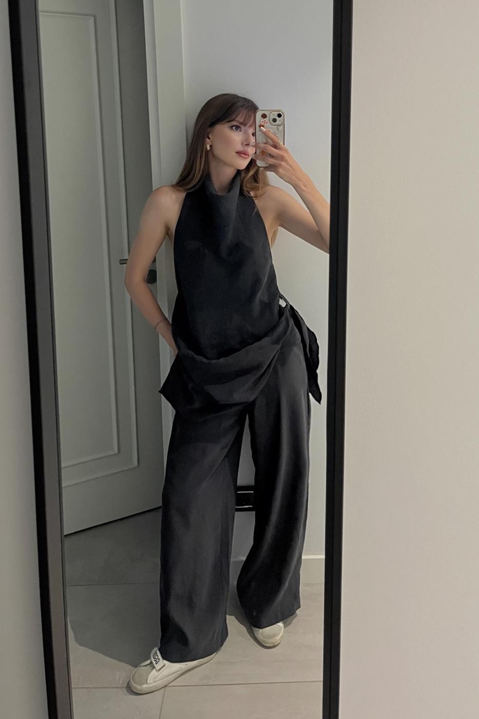 Elastic Waist Modal Wide Leg Trousers Anthracite
