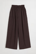 Elastic Waist Modal Wide Leg Trousers Brown