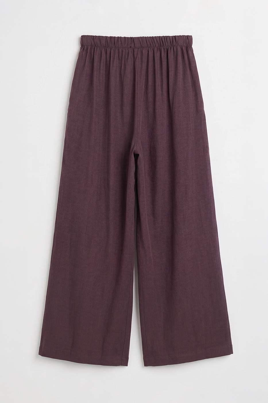 Elastic Waist Modal Wide Leg Trousers Purple