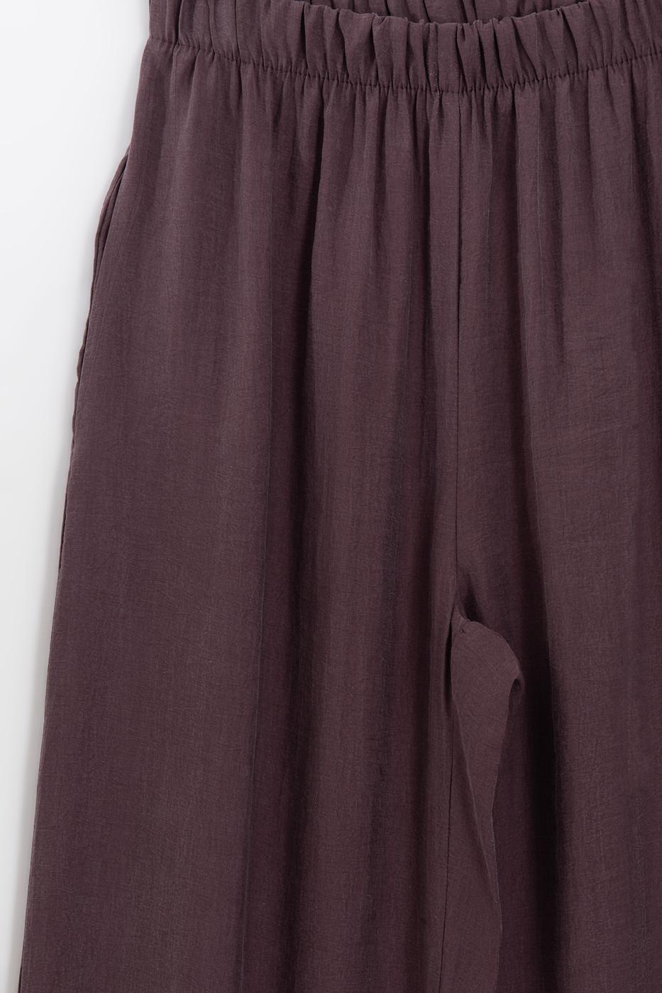 Elastic Waist Modal Wide Leg Trousers Purple