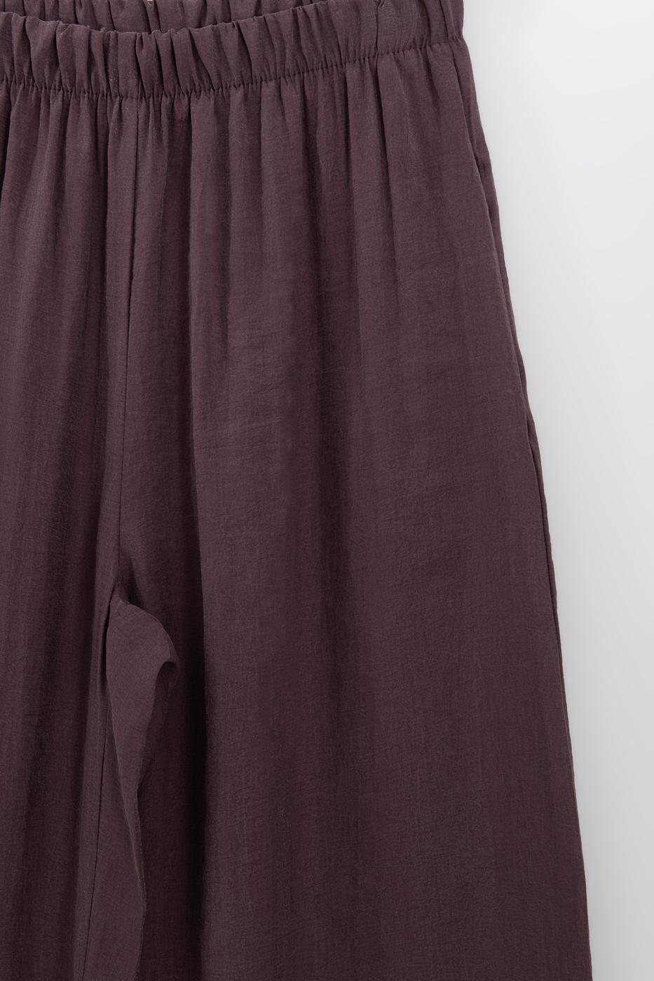 Elastic Waist Modal Wide Leg Trousers Purple