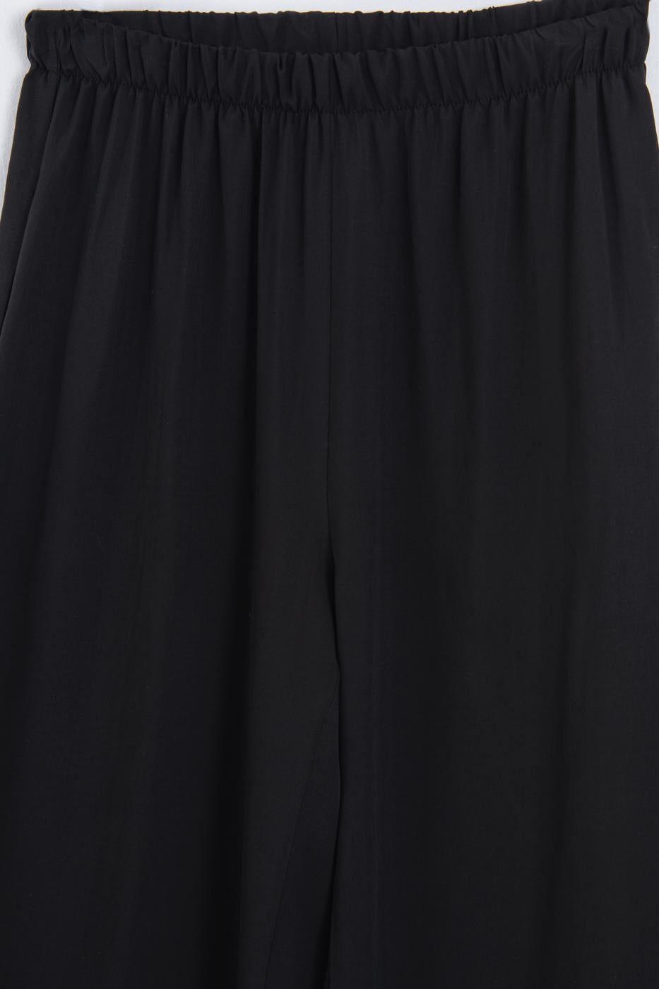 Elastic Waist Modal Wide Leg Trousers Black