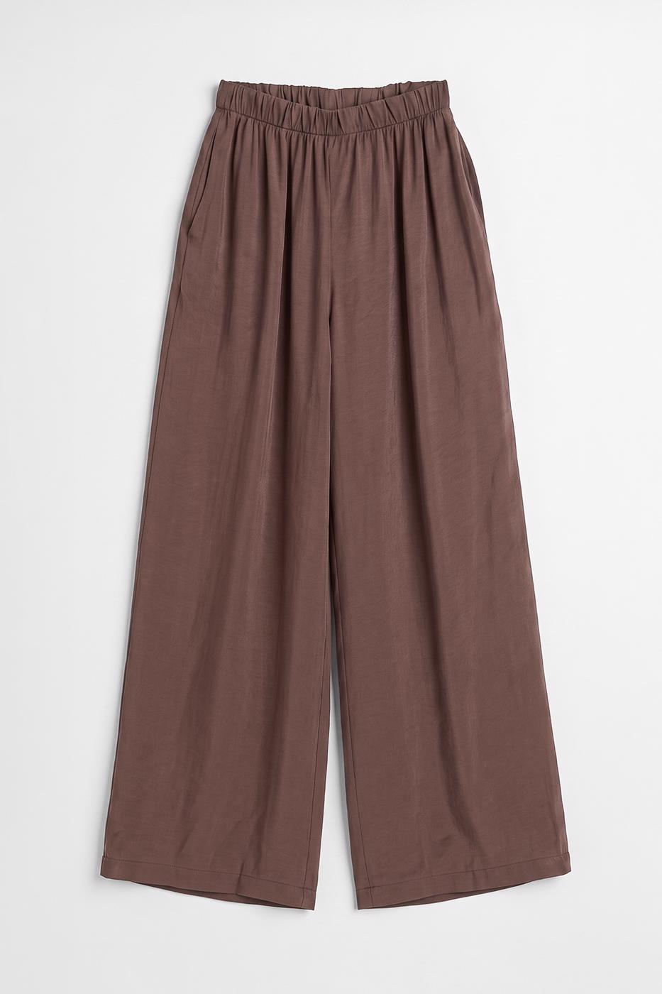 Elastic Waist Modal Wide Leg Trousers Cinnamon