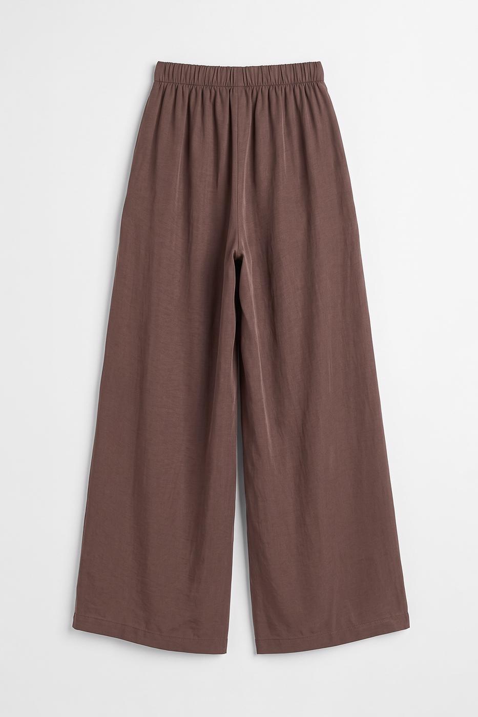 Elastic Waist Modal Wide Leg Trousers Cinnamon