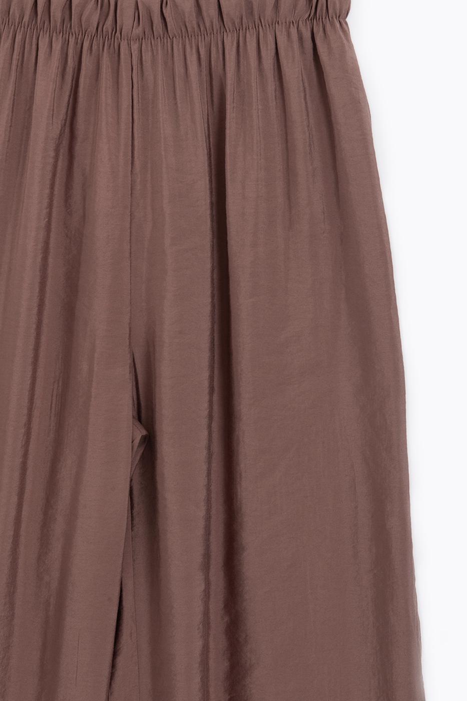 Elastic Waist Modal Wide Leg Trousers Cinnamon