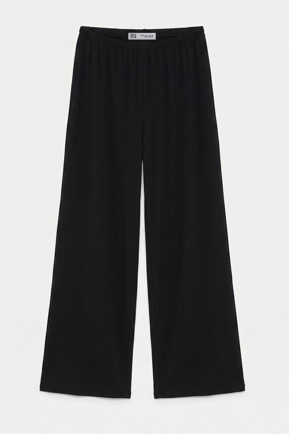 Wide-leg trousers with elastic waistband Black