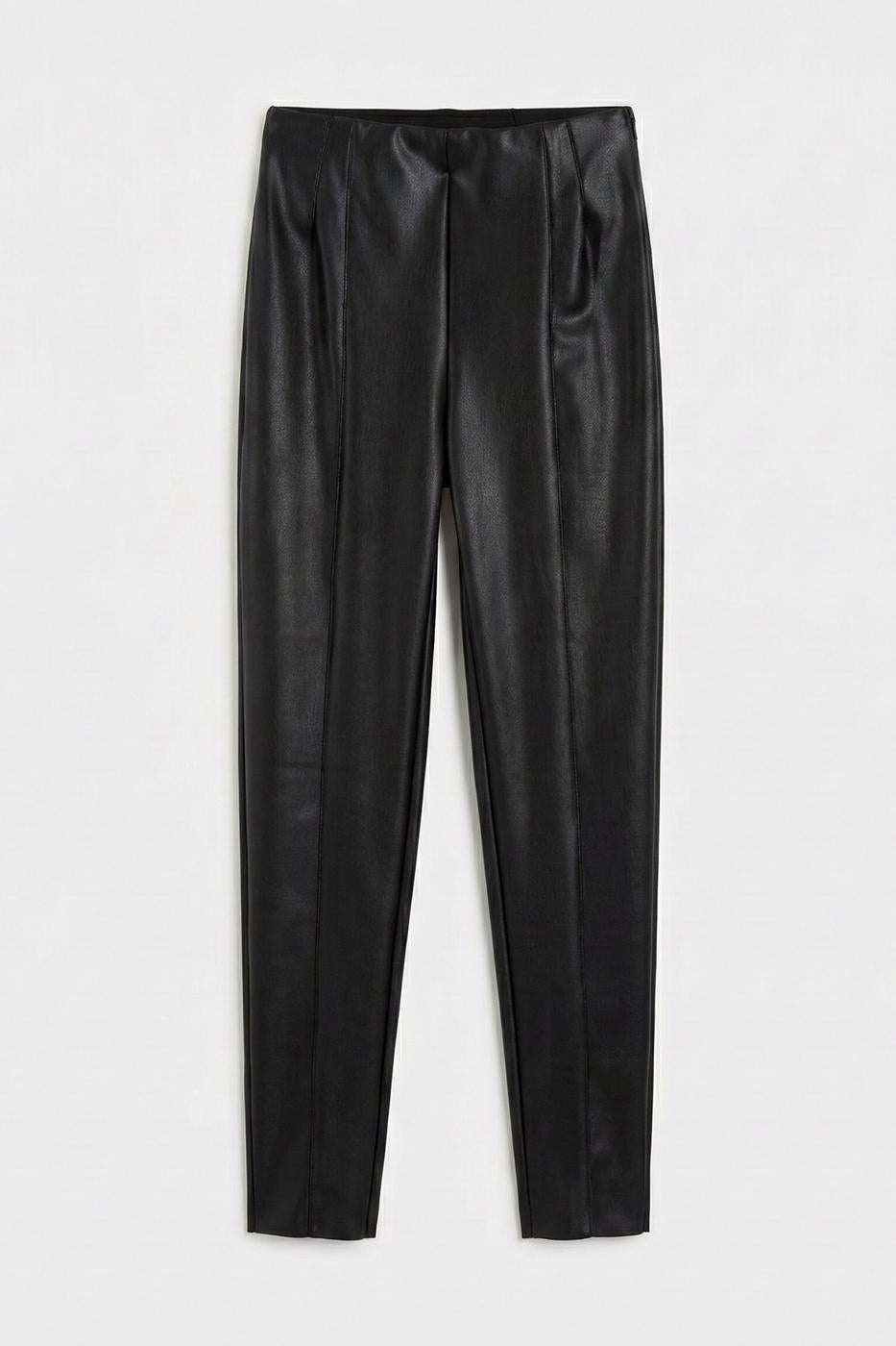 Lycra Leather Leggings Black