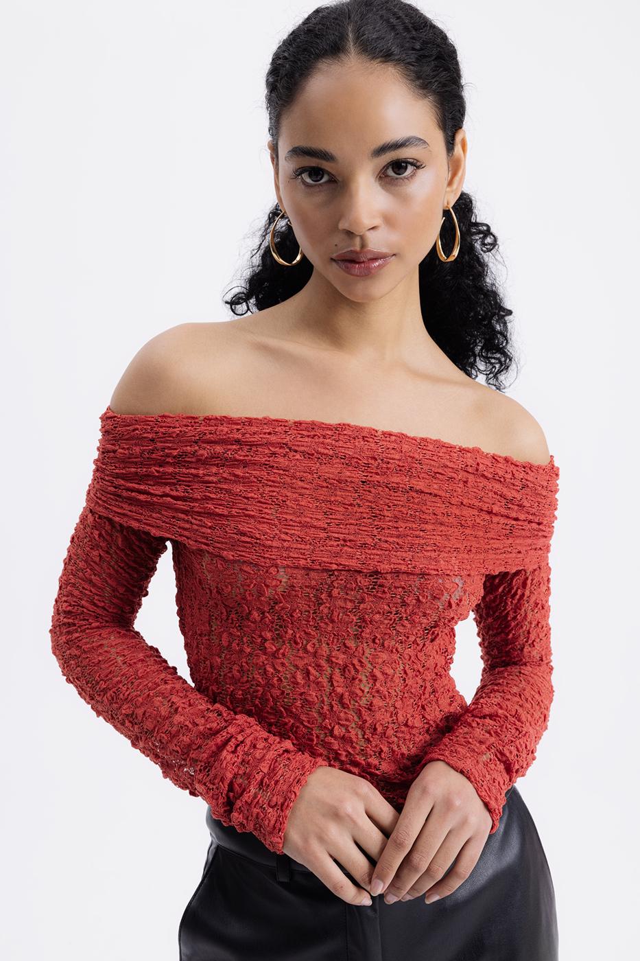 Madonna Neckline Lace Top