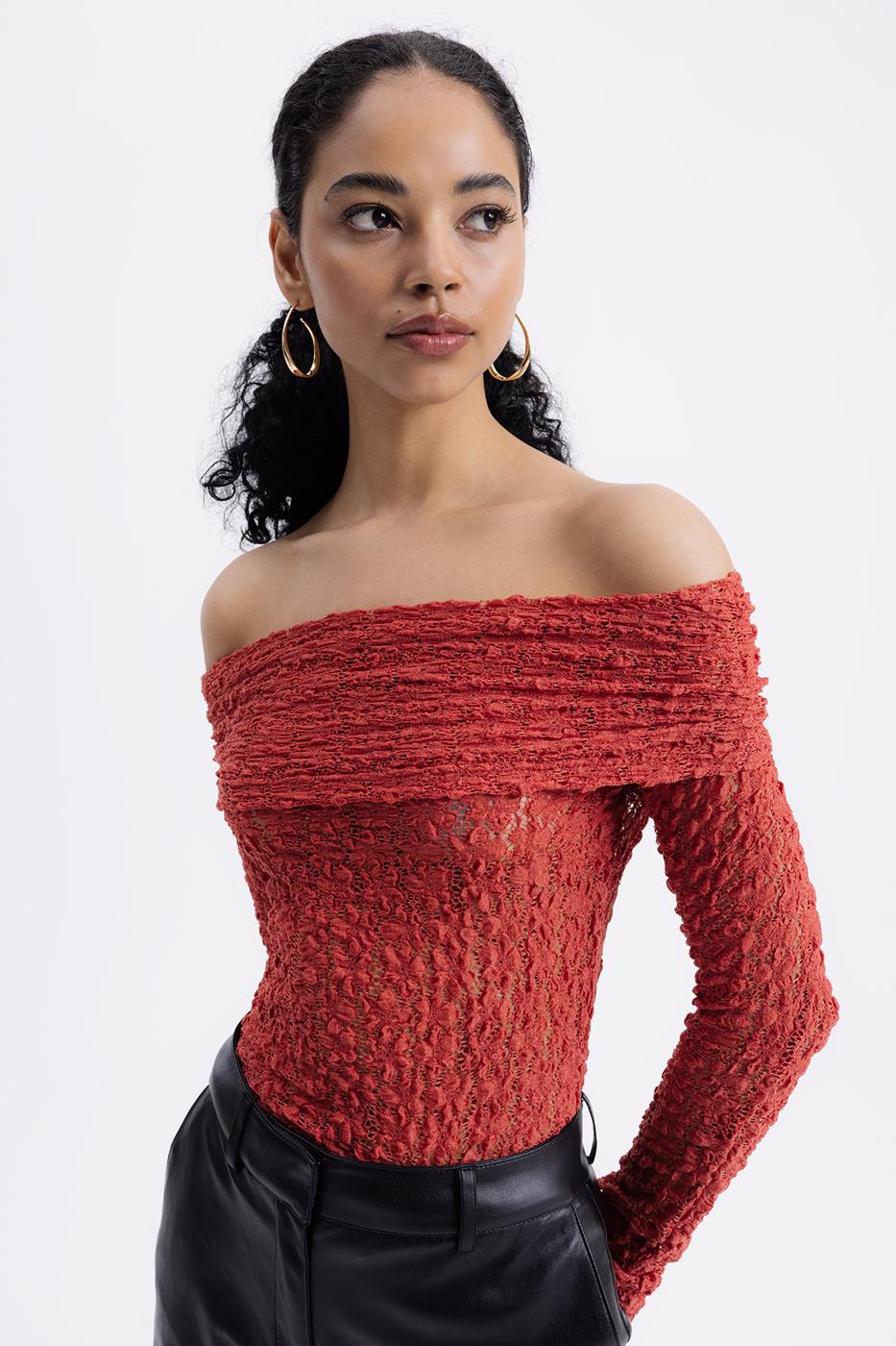 Madonna Neckline Lace Top