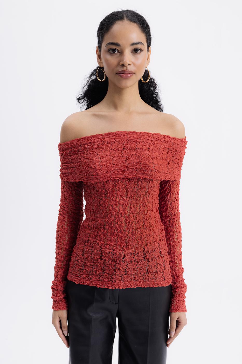Madonna Neckline Lace Top