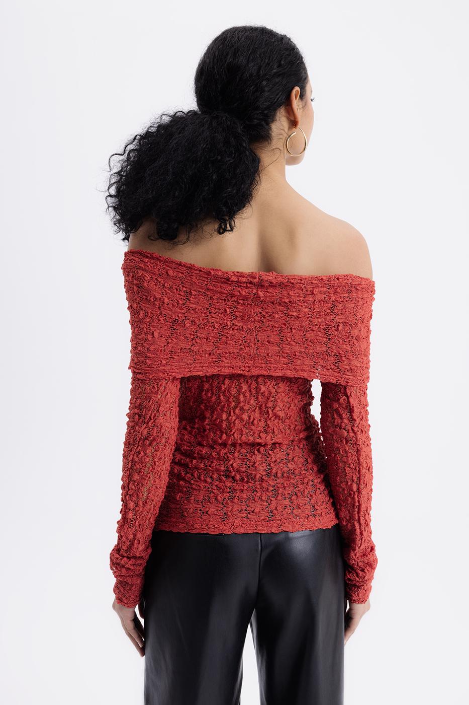 Madonna Neckline Lace Top