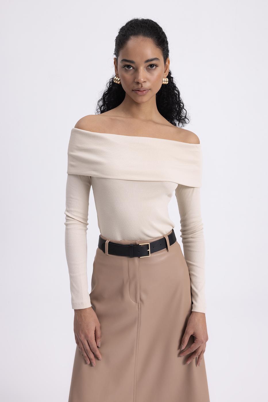 Madonna Collar Top Ecru
