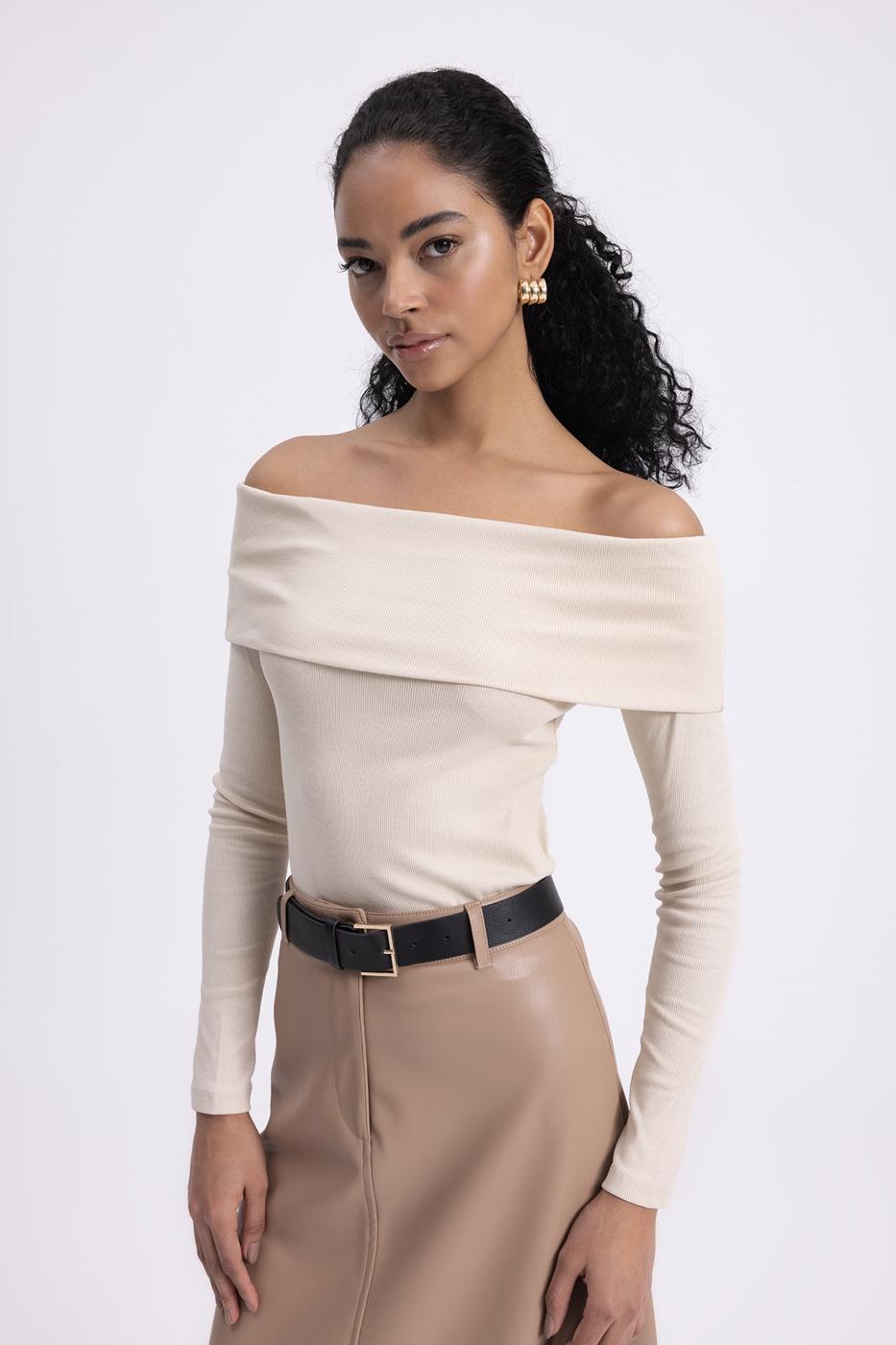 Madonna Collar Top Ecru