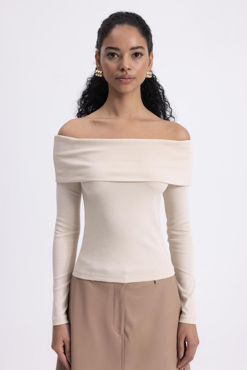 Madonna Collar Top Ecru