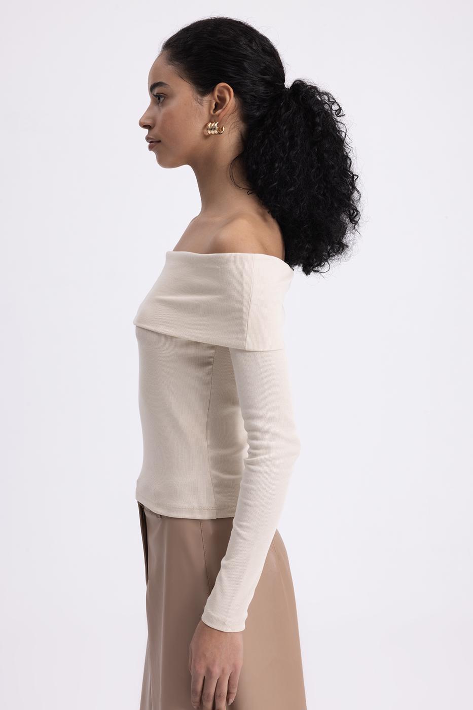Madonna Collar Top Ecru