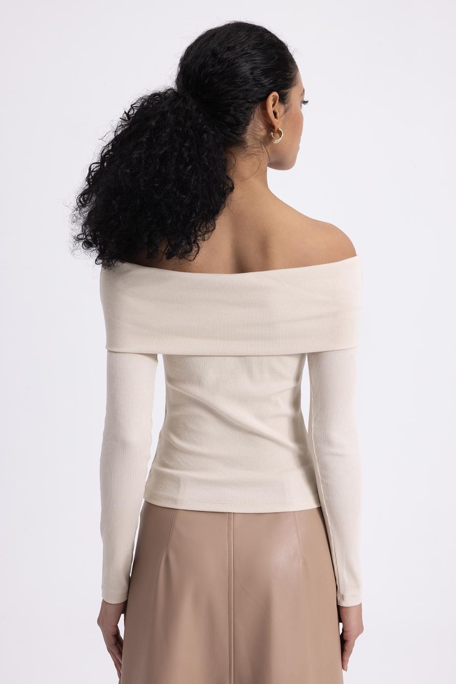 Madonna Collar Top Ecru