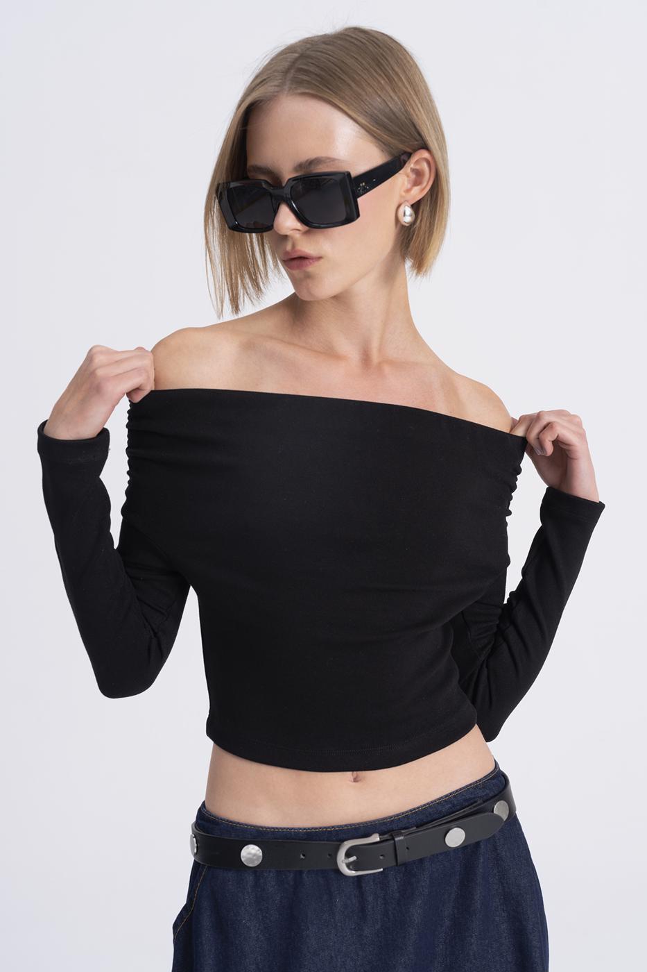 Madonna Collar Top Black