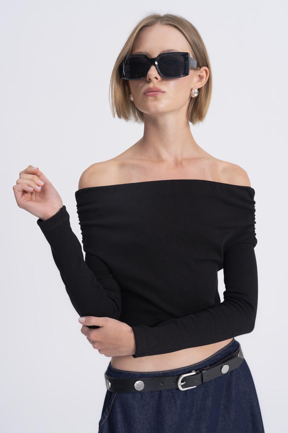 Madonna Collar Top Black
