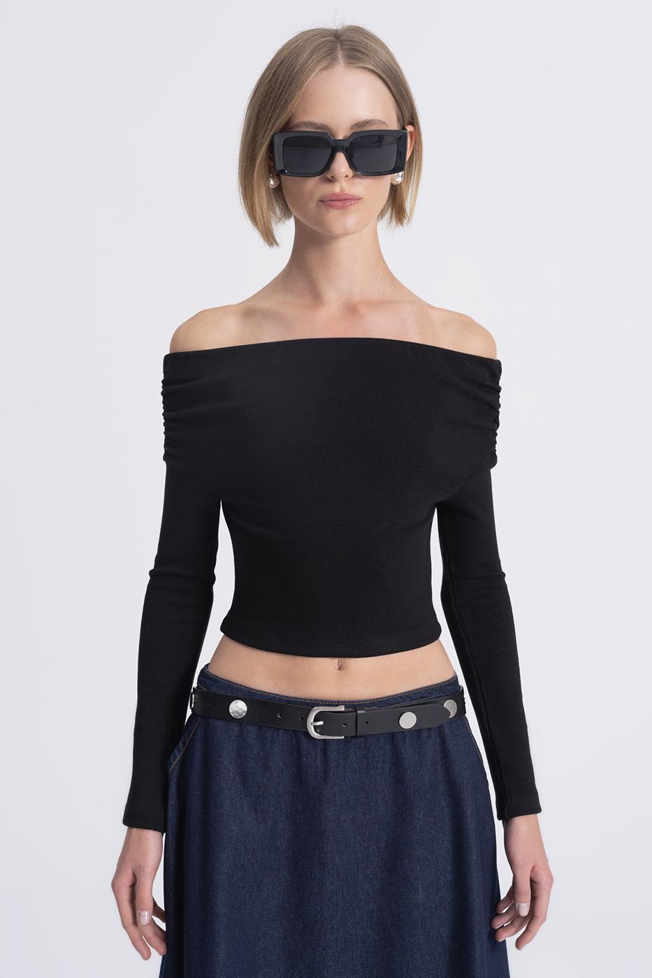 Madonna Collar Top Black