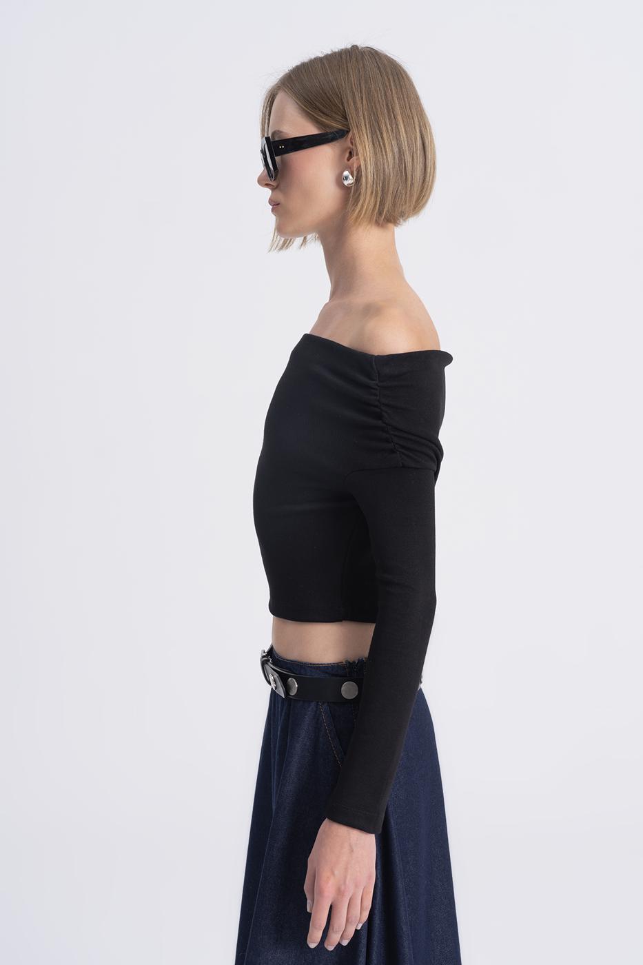 Madonna Collar Top Black