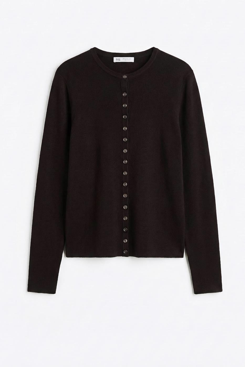 Bicycle Collar Cardigan with Button Details Brown