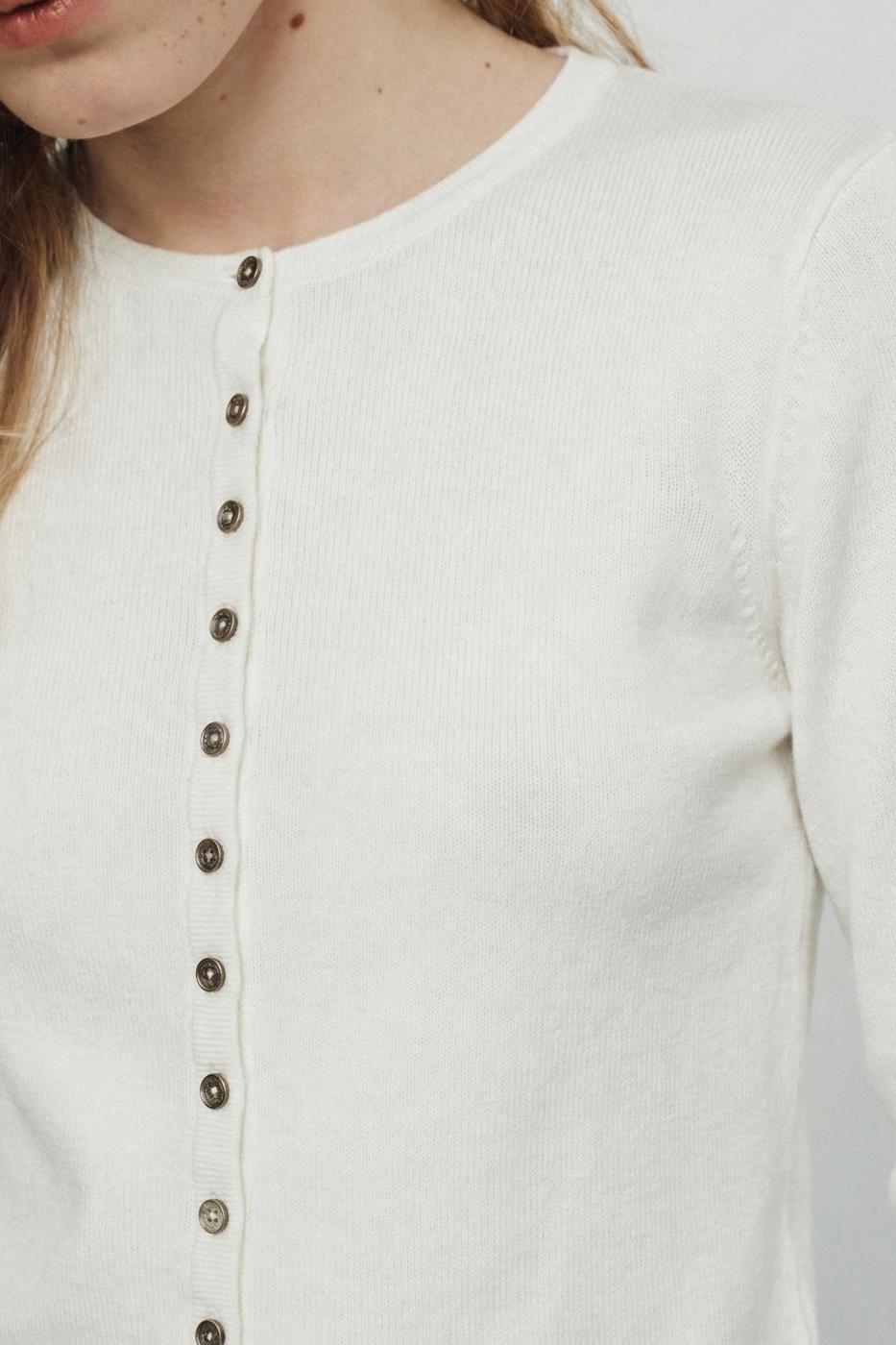 Bicycle Collar Cardigan with Button Details Bone