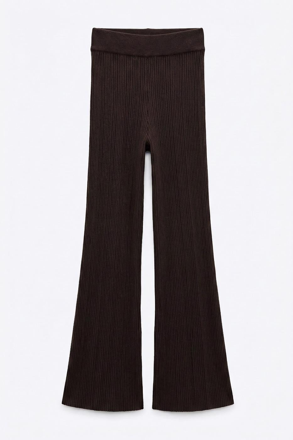 Ribbed Knit Trousers Brown