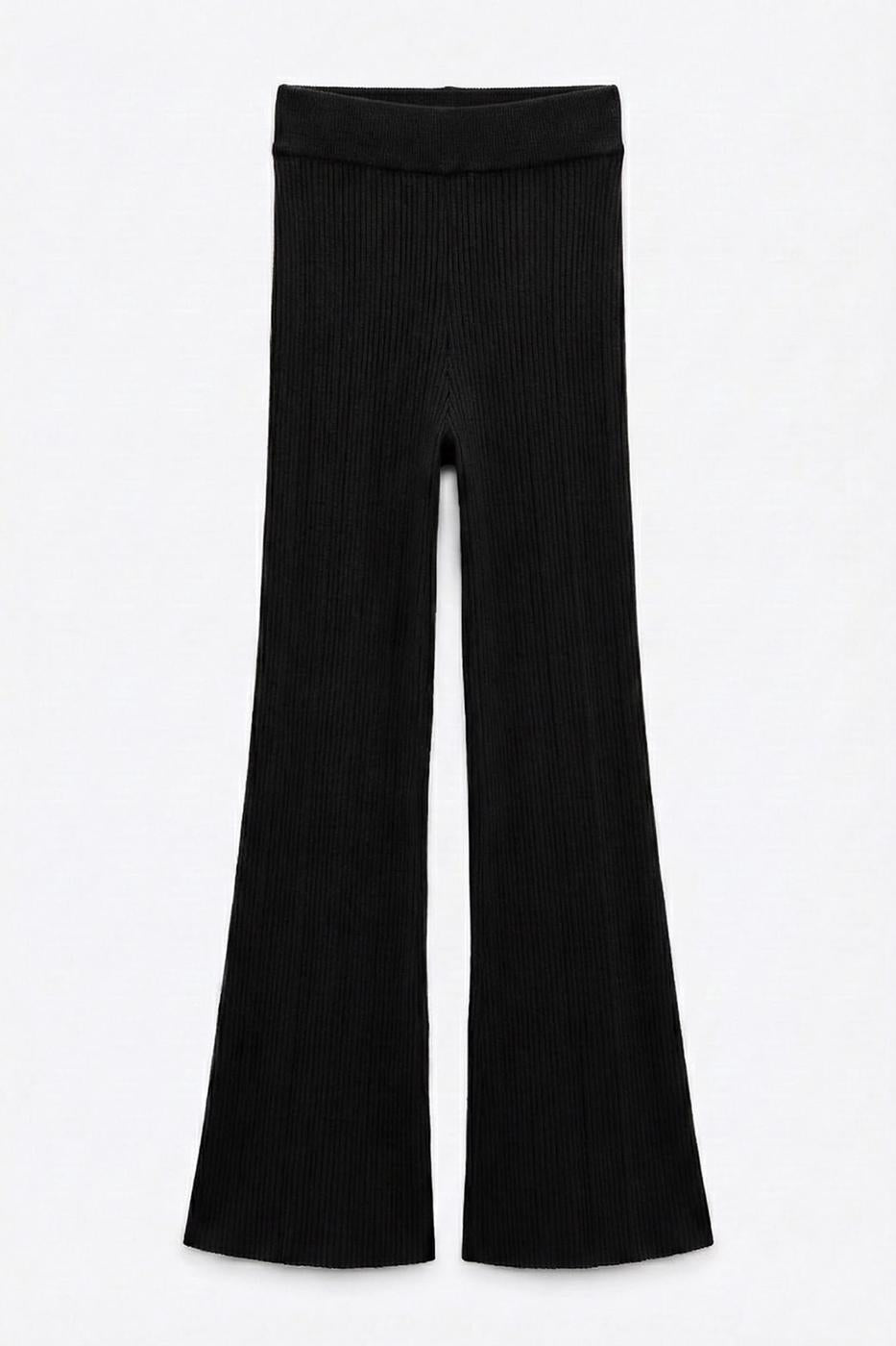 Ribbed Knit Trousers Black